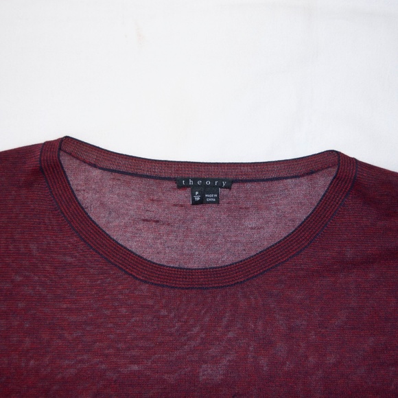 Theory sheer maroon thin-striped sweater - Picture 6 of 9
